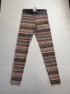 Nike pro Peach and Black Patterned Girls' Training Leggings